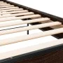 Brown oak metal engineered wood bed frame 90x200 cm by vidaXL, Beds and slatted bases - Ref: Foro24-845521, Price: 73,59 €, D...