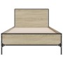 Estructura cama madera ingeniería metal roble Sonoma 100x200 cm de vidaXL, Camas y somieres - Ref: Foro24-845523, Precio: 81,...