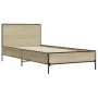 Bettgestell aus Sonoma-Eiche-Metallwerkstoff, 90 x 190 cm von vidaXL, Betten und Lattenroste - Ref: Foro24-845563, Preis: 69,...
