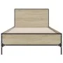 Estructura cama madera ingeniería metal roble Sonoma 90x190 cm de vidaXL, Camas y somieres - Ref: Foro24-845563, Precio: 69,6...