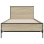 Estructura cama madera ingeniería metal roble Sonoma 90x190 cm de vidaXL, Camas y somieres - Ref: Foro24-845563, Precio: 78,0...