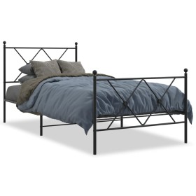 Estructura de cama con cabecero y estribo metal negro 90x190 cm