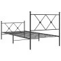 Bed frame with headboard and black metal footboard 90x190 cm by vidaXL, Beds and slatted bases - Ref: Foro24-376512, Price: 8...