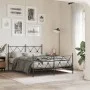 Bed frame with headboard and black metal footboard 137x190 cm by vidaXL, Beds and slatted bases - Ref: Foro24-376519, Price: ...