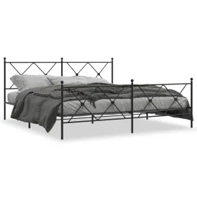 Black metal headboard and footboard bed frame 183x213 cm by vidaXL, Beds and slatted bases - Ref: Foro24-376525, Price: 130,2...