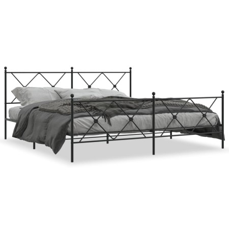 Black metal headboard and footboard bed frame 183x213 cm by vidaXL, Beds and slatted bases - Ref: Foro24-376525, Price: 132,1...