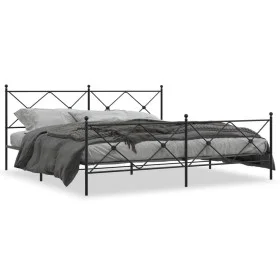 Black metal headboard and footboard bed frame 200x200 cm by vidaXL, Beds and slatted bases - Ref: Foro24-376527, Price: 143,0...
