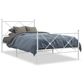 Metallbettgestell mit Kopf- und Fußteil weiß 107x203 cm von vidaXL, Betten und Lattenroste - Ref: Foro24-376565, Preis: 91,13...