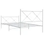 Metal bed frame with headboard and footboard white 107x203 cm by vidaXL, Beds and slatted bases - Ref: Foro24-376565, Price: ...