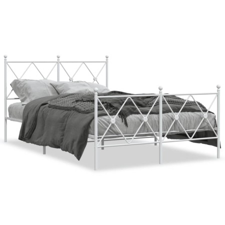 Estructura cama metal con cabecero y estribo blanco 120x200 cm
