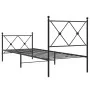 Bed frame with headboard and black metal footboard 75x190 cm by vidaXL, Beds and slatted bases - Ref: Foro24-376510, Price: 6...