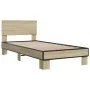 Estructura cama madera ingeniería metal roble Sonoma 75x190 cm de vidaXL, Camas y somieres - Ref: Foro24-845813, Precio: 63,1...