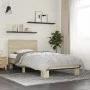 Estructura cama madera ingeniería metal roble Sonoma 75x190 cm de vidaXL, Camas y somieres - Ref: Foro24-845813, Precio: 63,1...