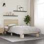 Sonoma oak metal engineered wood bed frame 75x190 cm by vidaXL, Beds and slatted bases - Ref: Foro24-845813, Price: 70,87 €, ...