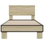 Estructura cama madera ingeniería metal roble Sonoma 75x190 cm de vidaXL, Camas y somieres - Ref: Foro24-845813, Precio: 63,1...