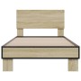 Sonoma oak metal engineered wood bed frame 75x190 cm by vidaXL, Beds and slatted bases - Ref: Foro24-845813, Price: 70,87 €, ...
