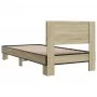 Estructura cama madera ingeniería metal roble Sonoma 75x190 cm de vidaXL, Camas y somieres - Ref: Foro24-845813, Precio: 63,1...