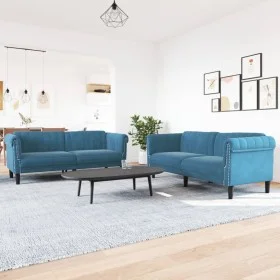 2-piece blue velvet sofa set by vidaXL, Sofas - Ref: Foro24-3209227, Price: 533,60 €, Discount: %