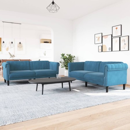 2-piece blue velvet sofa set by vidaXL, Sofas - Ref: Foro24-3209227, Price: 511,59 €, Discount: %