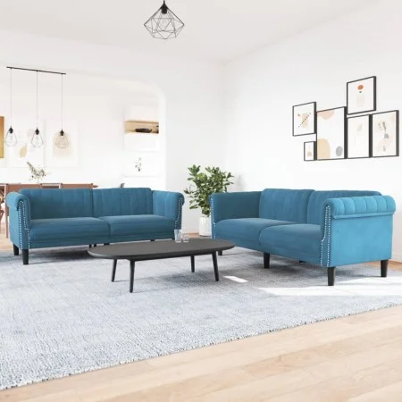 2-piece blue velvet sofa set by vidaXL, Sofas - Ref: Foro24-3209227, Price: 533,60 €, Discount: %