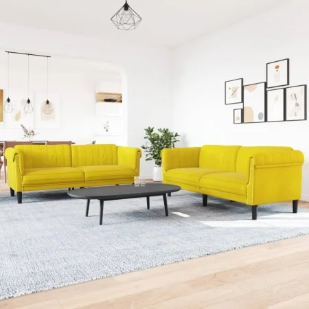 Zweiteilige Sofagarnitur aus gelbem Samt von vidaXL, Sofas - Ref: Foro24-3209225, Preis: 512,87 €, Rabatt: %