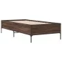 Estructura cama madera ingeniería metal marrón roble 100x200 cm de vidaXL, Camas y somieres - Ref: Foro24-844965, Precio: 70,...