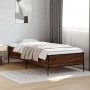 Estructura cama madera ingeniería metal marrón roble 100x200 cm de vidaXL, Camas y somieres - Ref: Foro24-844965, Precio: 78,...