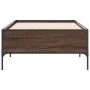 Estructura cama madera ingeniería metal marrón roble 100x200 cm de vidaXL, Camas y somieres - Ref: Foro24-844965, Precio: 70,...
