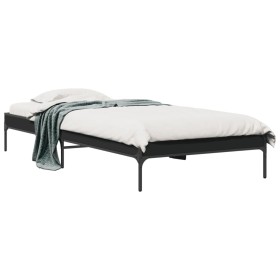 Engineered wood and black metal bed frame 100x200 cm by vidaXL, Beds and slatted bases - Ref: Foro24-845026, Price: 78,92 €, ...
