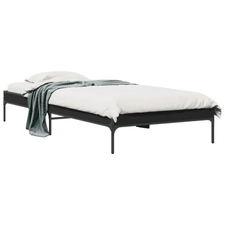 Engineered wood and black metal bed frame 100x200 cm by vidaXL, Beds and slatted bases - Ref: Foro24-845026, Price: 77,91 €, ...