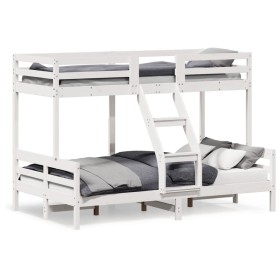 Solid white pine wood bunk bed 90x200/120x200 cm by vidaXL, Beds and slatted bases - Ref: Foro24-3207170, Price: 355,17 €, Di...