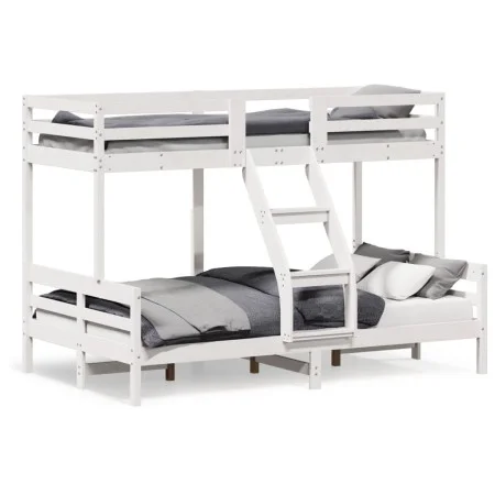 Solid white pine wood bunk bed 90x200/120x200 cm by vidaXL, Beds and slatted bases - Ref: Foro24-3207170, Price: 345,47 €, Di...