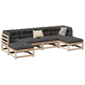 6-piece garden sofa set with solid pine wood cushions by vidaXL, Garden sets - Ref: Foro24-3299567, Price: 517,61 €, Discount: %
