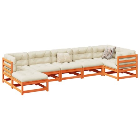 7-piece garden sofa set with wax-brown pine wood cushions by vidaXL, Garden sets - Ref: Foro24-3299546, Price: 825,67 €, Disc...