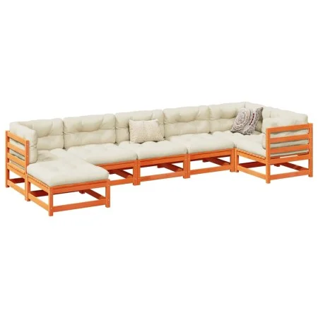 7-piece garden sofa set with wax-brown pine wood cushions by vidaXL, Garden sets - Ref: Foro24-3299546, Price: 815,94 €, Disc...
