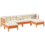 6-piece garden sofa set with wax-brown pine wood cushions by vidaXL, Garden sets - Ref: Foro24-3299571, Price: 501,62 €, Disc...