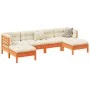 6-piece garden sofa set with wax-brown pine wood cushions by vidaXL, Garden sets - Ref: Foro24-3299571, Price: 484,85 €, Disc...