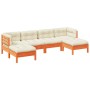 6-piece garden sofa set with wax-brown pine wood cushions by vidaXL, Garden sets - Ref: Foro24-3299571, Price: 501,62 €, Disc...