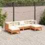 6-piece garden sofa set with wax-brown pine wood cushions by vidaXL, Garden sets - Ref: Foro24-3299571, Price: 484,85 €, Disc...