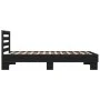 Engineered wood and black metal bed frame 90x200 cm by vidaXL, Beds and slatted bases - Ref: Foro24-845652, Price: 93,86 €, D...