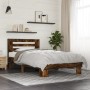 Engineered wood bed frame metal smoked oak 90x190 cm by vidaXL, Beds and slatted bases - Ref: Foro24-846086, Price: 97,57 €, ...