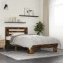 Engineered wood bed frame metal smoked oak 90x190 cm by vidaXL, Beds and slatted bases - Ref: Foro24-846086, Price: 96,28 €, ...