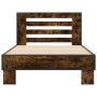 Engineered wood bed frame metal smoked oak 90x190 cm by vidaXL, Beds and slatted bases - Ref: Foro24-846086, Price: 97,57 €, ...