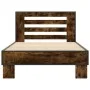 Engineered wood bed frame metal smoked oak 90x190 cm by vidaXL, Beds and slatted bases - Ref: Foro24-846086, Price: 96,28 €, ...