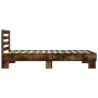 Engineered wood bed frame metal smoked oak 90x190 cm by vidaXL, Beds and slatted bases - Ref: Foro24-846086, Price: 96,28 €, ...