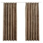 Cortinas opacas con ganchos 2 pzas terciopelo beige 140x175 cm
