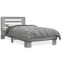 Estructura cama madera ingeniería metal gris Sonoma 100x200 cm