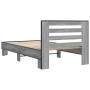 Estructura cama madera ingeniería metal gris Sonoma 100x200 cm