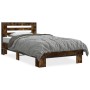 Estructura cama madera ingeniería metal roble humo 75x190 cm de vidaXL, Camas y somieres - Ref: Foro24-845659, Precio: 65,18 ...