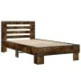 Engineered wood bed frame metal smoke oak 75x190 cm by vidaXL, Beds and slatted bases - Ref: Foro24-845659, Price: 71,87 €, D...